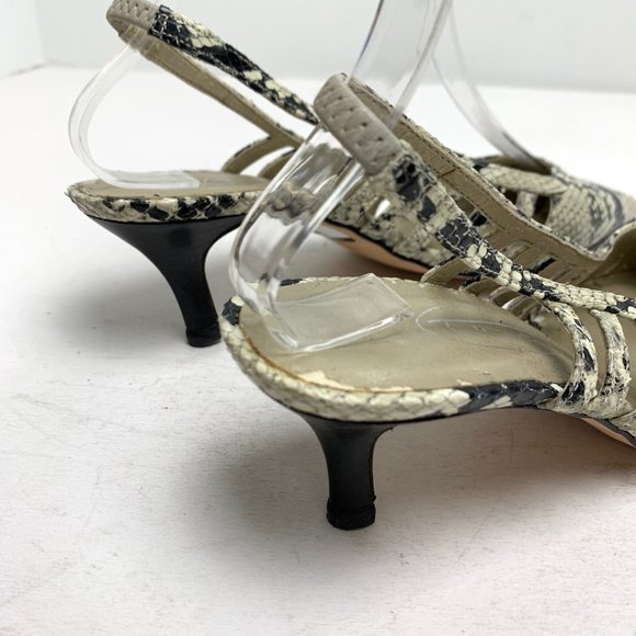 TALBOTS Genuine Leather Slingback kitten High Heels Snakeskin Reptile Print sz 7 - Picture 3 of 16